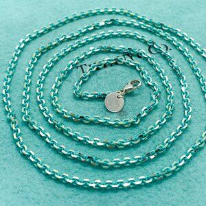 Tiffany & Co Sterling Silver Blue Enamel Sparkle Chain Necklace 30"